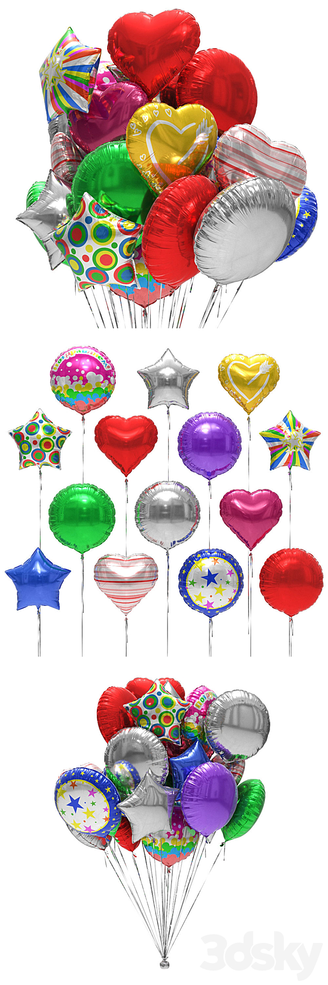 Foiled balloons 3DS Max Model - thumbnail 2