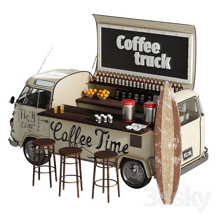 Food truck coffee 3DS Max Model - thumbnail 1