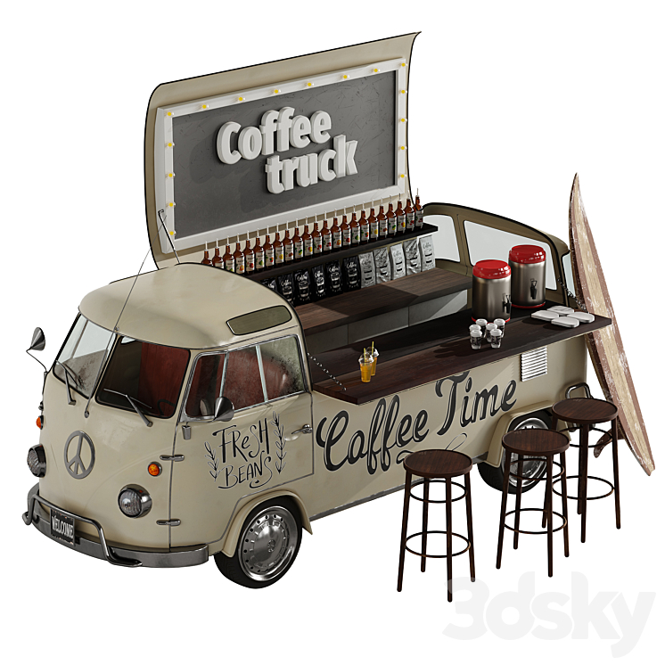 Food truck coffee 3DS Max Model - thumbnail 2