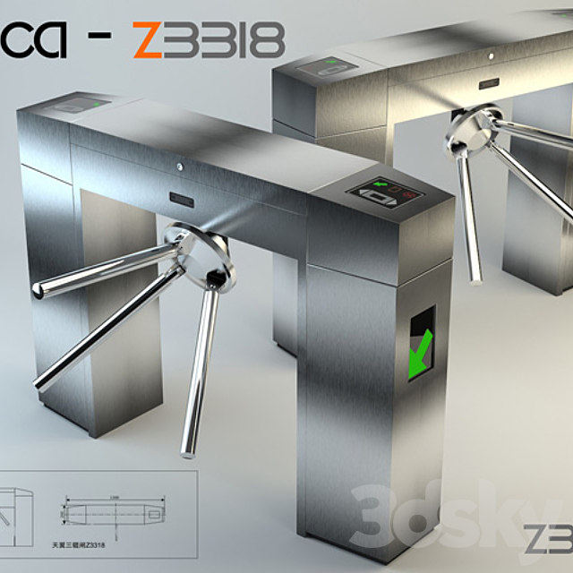 Fujica – Z3318 Entrance Barrier Gate 3DSMax File - thumbnail 1