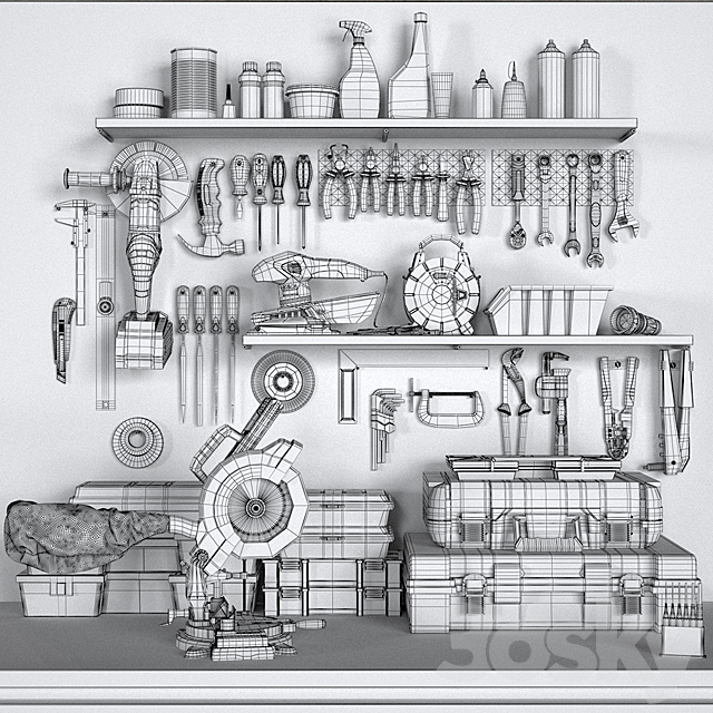 garage tools set 2 3DSMax File - thumbnail 3