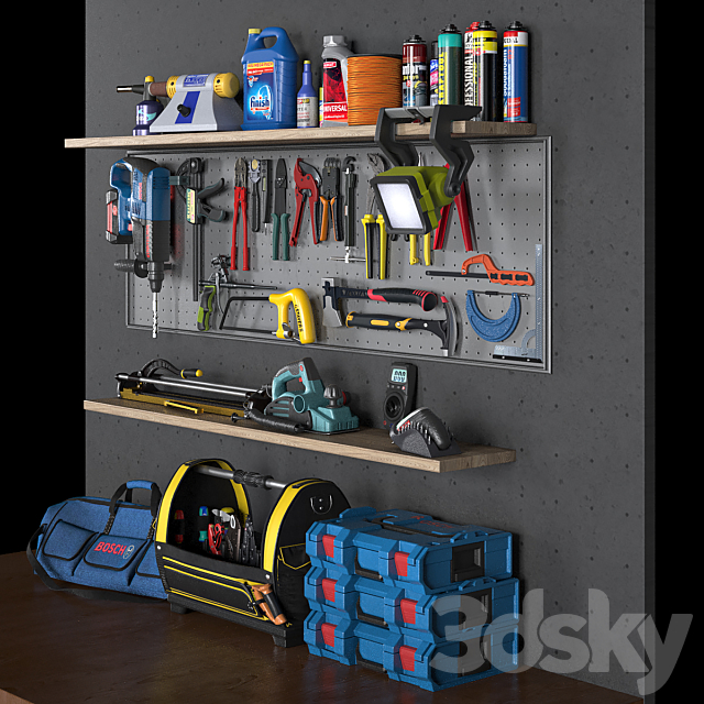 garage tools set 5 3DS Max Model - thumbnail 2