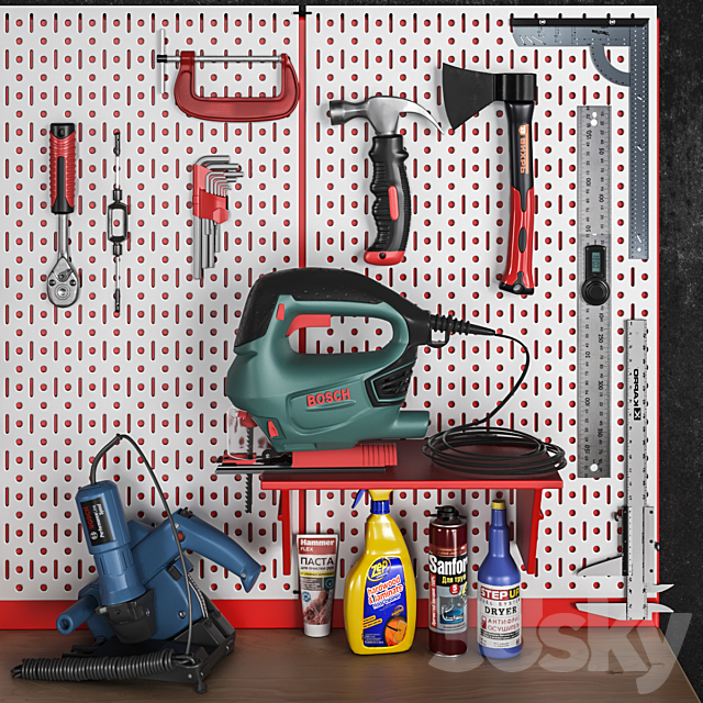 garage tools set 7 3DS Max Model - thumbnail 4