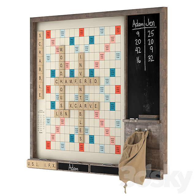 Giant wall scrabble 3DS Max Model - thumbnail 2