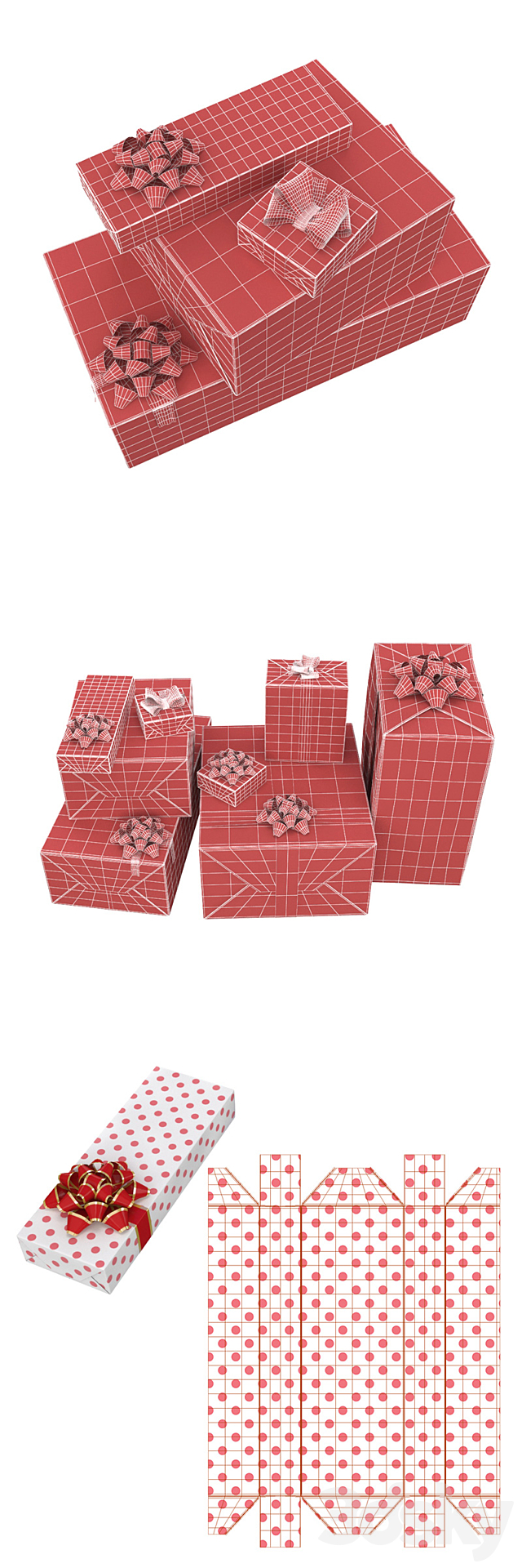 Gifts in boxes 3DS Max Model - thumbnail 3