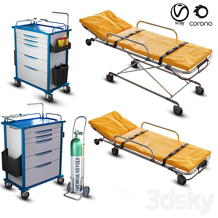 hospital equipment vol 2 3DS Max Model - thumbnail 1