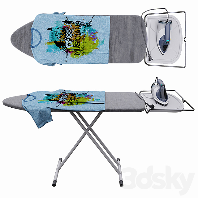 iron and ironing board 3DSMax File - thumbnail 1