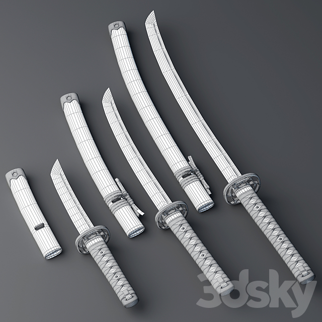 Japanese swords 3DSMax File - thumbnail 3