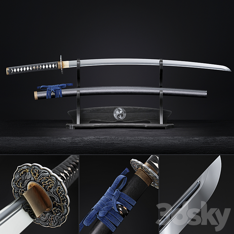 Katana japanese sword 3DS Max - thumbnail 1