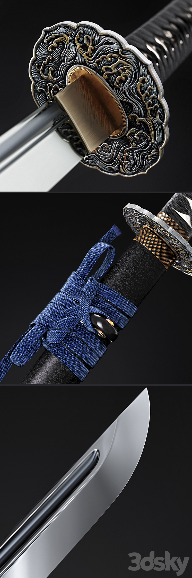 Katana japanese sword 3DS Max - thumbnail 2