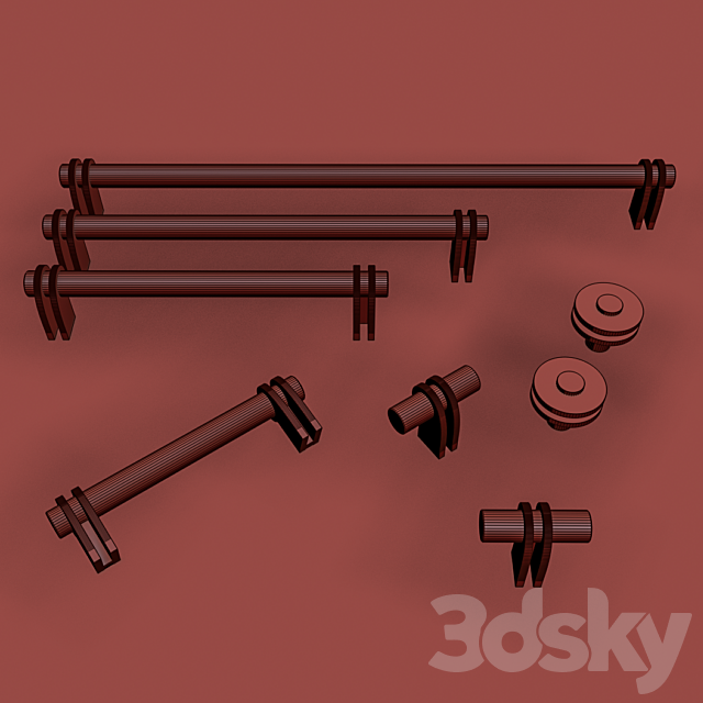 Knob House V12 Furniture Handle Set 3DSMax File - thumbnail 3