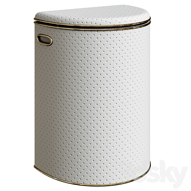 Laundry basket Geralis PWG-O semicircular white gold edging 3ds Max - thumbnail 1