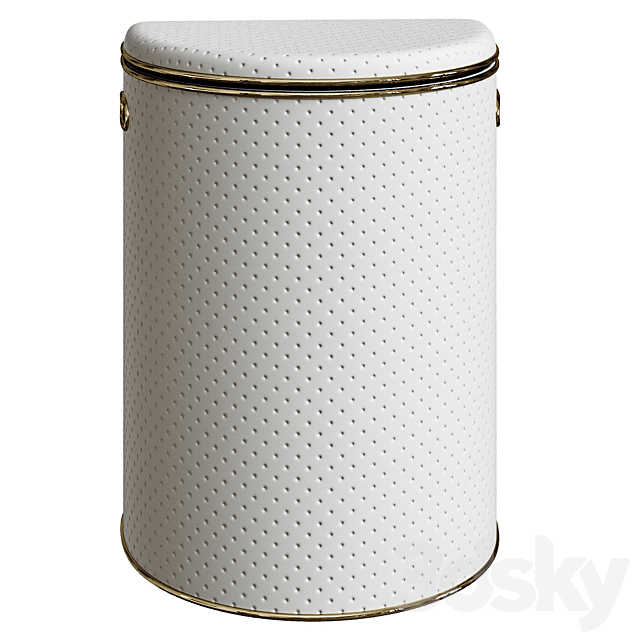 Laundry basket Geralis PWG-O semicircular white gold edging 3ds Max - thumbnail 2