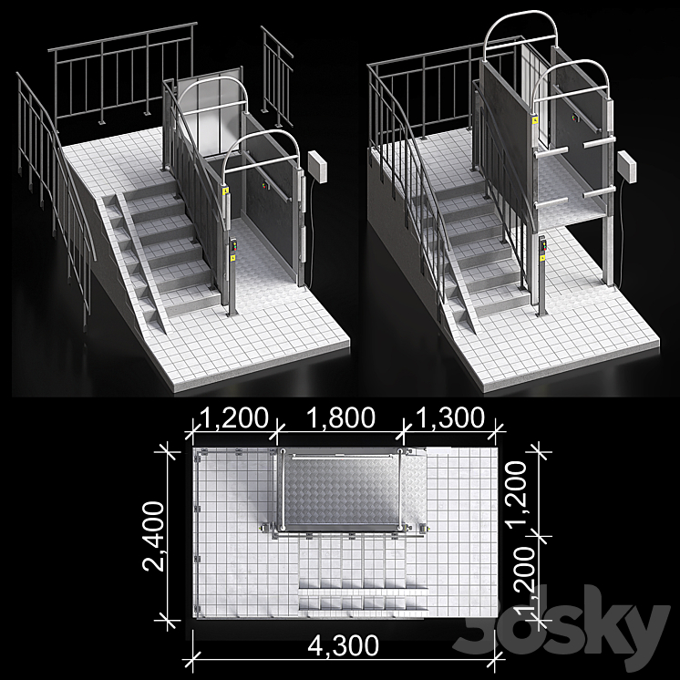 Lift for the disabled 3DS Max Model - thumbnail 2