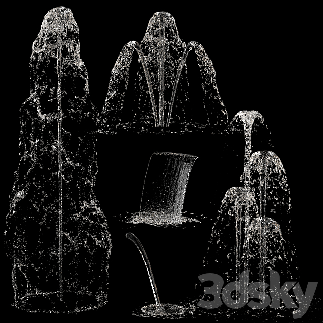 Liquids water fountain set 2 3DSMax File - thumbnail 1