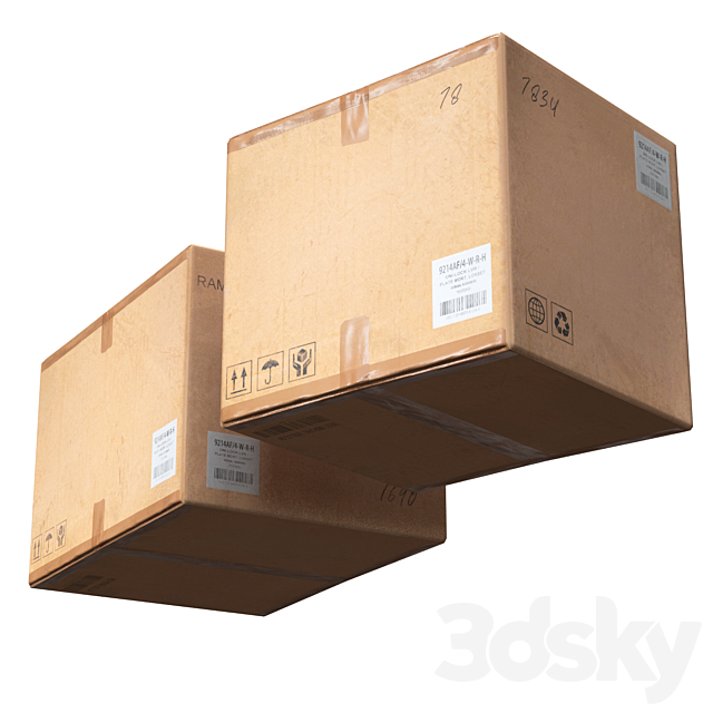 Low Poly Cardboard Boxes 3DS Max Model - thumbnail 5