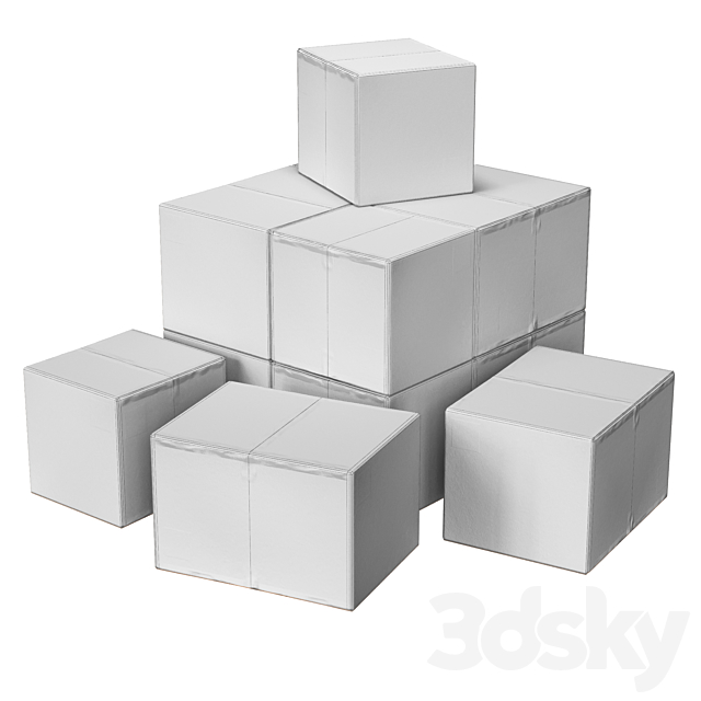 Low Poly Cardboard Boxes 3DS Max Model - thumbnail 6