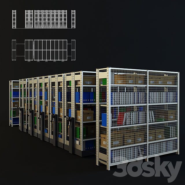 Mobile shelving 3ds Max - thumbnail 1