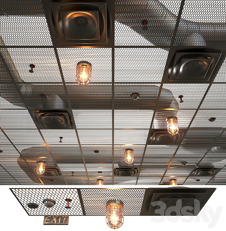 Modern ceiling system in Loft style 3DS Max - thumbnail 1