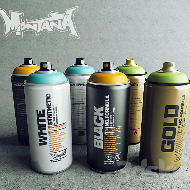 Montana spray cans 3DS Max Model - thumbnail 1