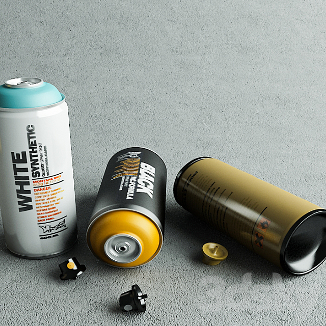 Montana spray cans 3DS Max Model - thumbnail 2