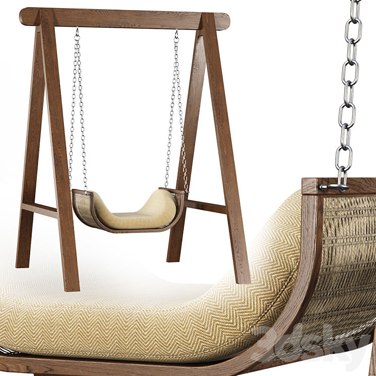 Noa wooden rattan garden swing NR71 by Bpoint Design \/ Wooden rattan garden swing 3DS Max Model - thumbnail 1