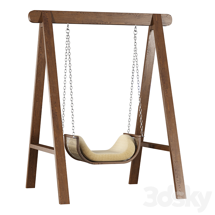 Noa wooden rattan garden swing NR71 by Bpoint Design \/ Wooden rattan garden swing 3DS Max Model - thumbnail 2