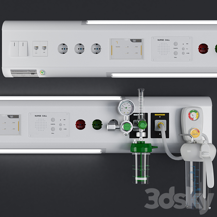 Over bed console unit – Hospital Equipment 22 3DS Max Model - thumbnail 2