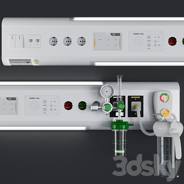 Over bed console unit – Hospital Equipment 22 3DS Max Model - thumbnail 2