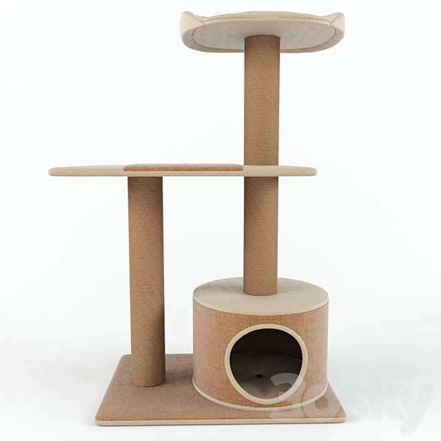 PetPals Group 3 Level Playhouse Condo Cat Tree 3DS Max Model - thumbnail 2