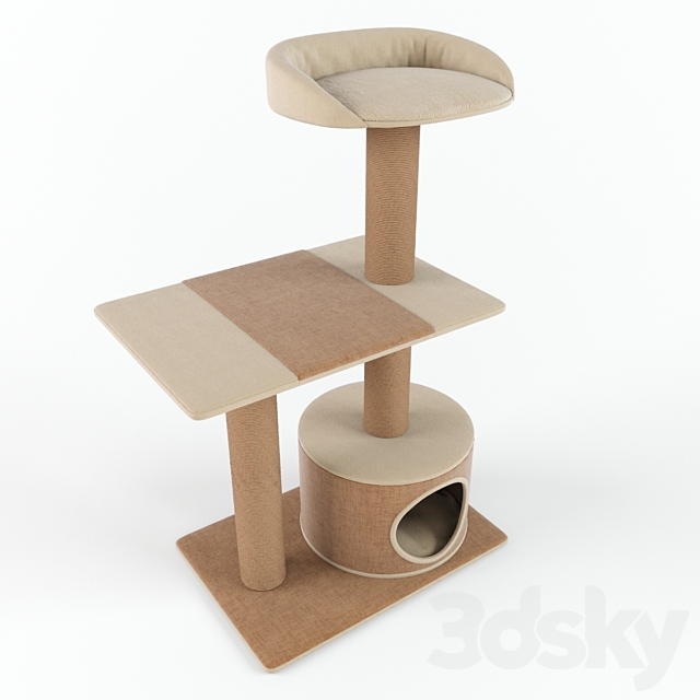 PetPals Group 3 Level Playhouse Condo Cat Tree 3DS Max Model - thumbnail 4