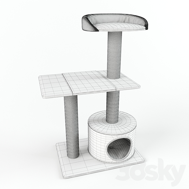 PetPals Group 3 Level Playhouse Condo Cat Tree 3DS Max Model - thumbnail 6