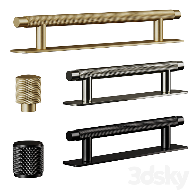 Plankhardware KEPLER Knurled T-Bar and BROOKS and FRANKLIN Knob 3DS Max Model - thumbnail 3