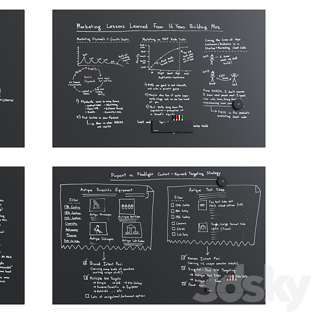 PolyVision – WhiteBoard & BlackBoard Sans Serif Flow Set1 3DS Max Model - thumbnail 5