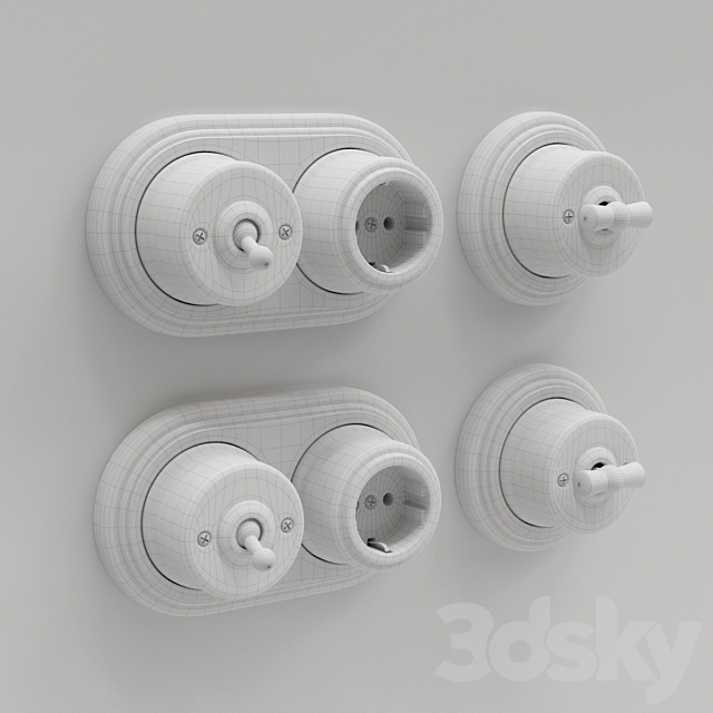 Retro sockets and switches for the outdoor installation 3DS Max Model - thumbnail 2