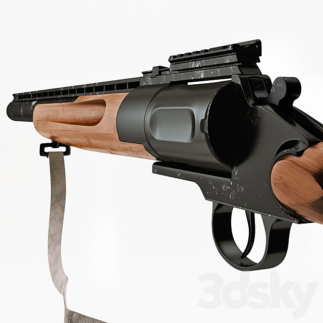 Revolver gun MP-255 3DS Max Model - thumbnail 2