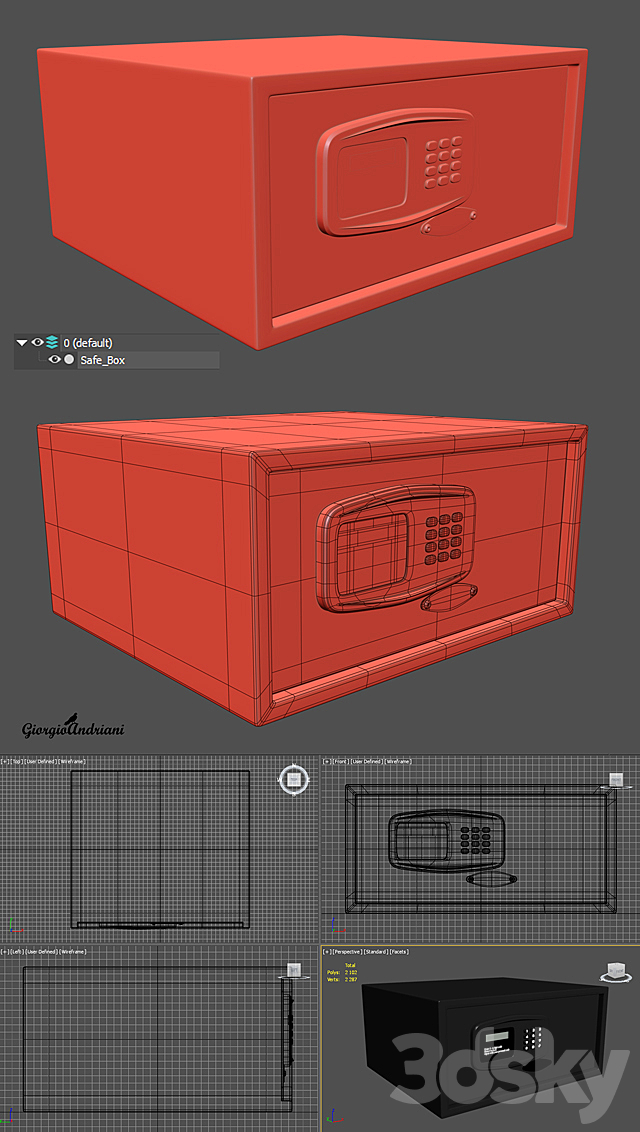 Room Safe Box (WA1029B) 3DS Max Model - thumbnail 3