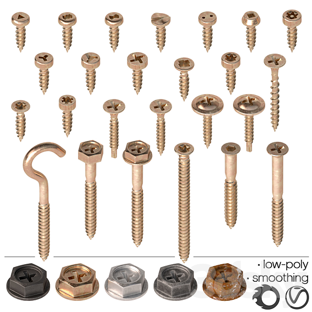 Screws self-tapping screws – Set-3 3DS Max Model - thumbnail 5