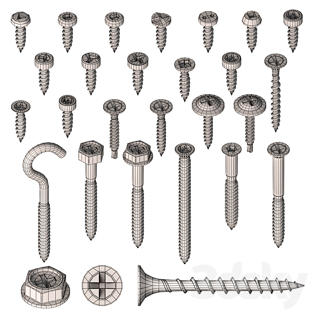 Screws self-tapping screws – Set-3 3DS Max Model - thumbnail 7