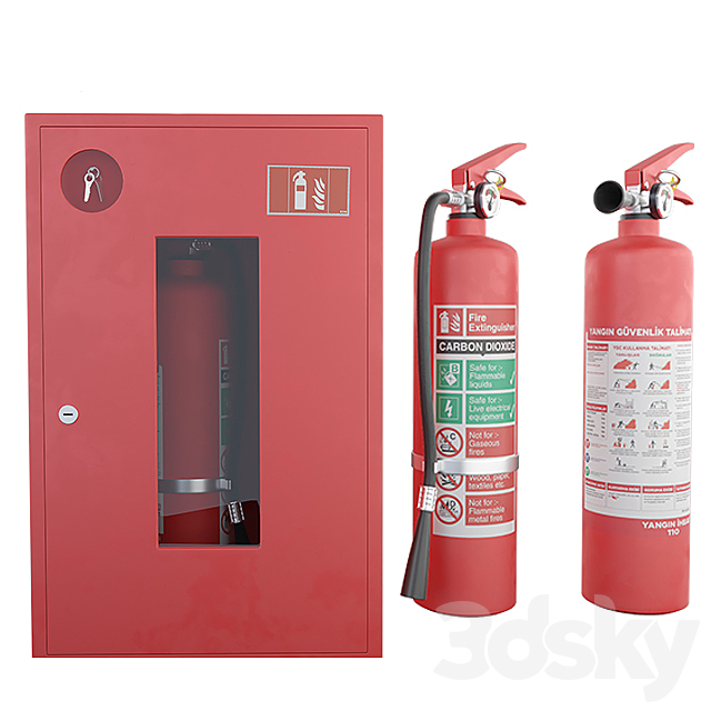 Security and fire alarms Fire extinguishers and sensors 3DS Max Model - thumbnail 2