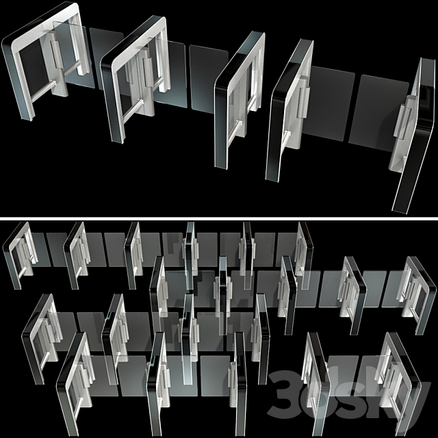 Sensor sliding gate turnstiles 3ds Max - thumbnail 2