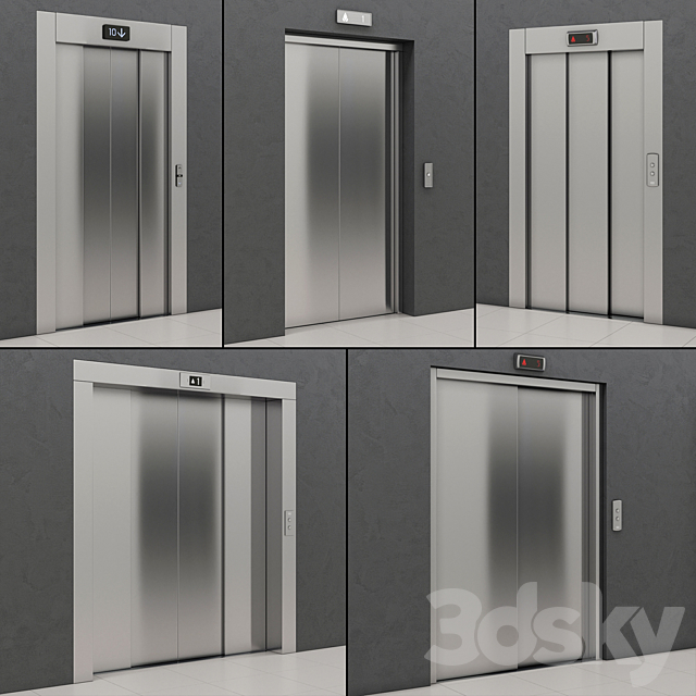 Set of doors for elevators Kone 3DS Max Model - thumbnail 2