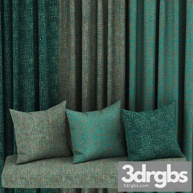 Set of fabric materials in green tones3 3dsmax Download - thumbnail 1