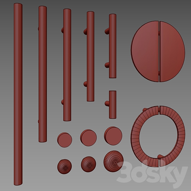 Set of furniture handles 3DS Max Model - thumbnail 2