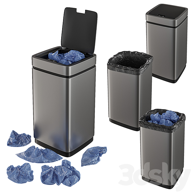 Set of trash cans with contents 3ds Max - thumbnail 1