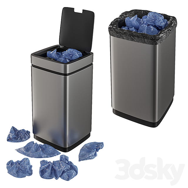 Set of trash cans with contents 3ds Max - thumbnail 2