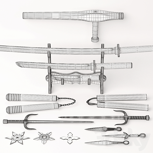 set of weapons for combat iskussva 3DSMax File - thumbnail 3