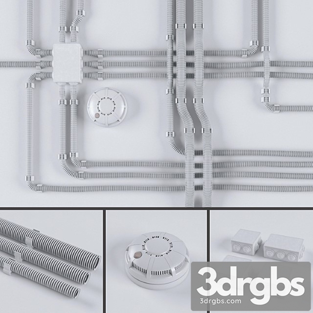 Set of wires for electrical wiring in corrugation 3dsmax Download - thumbnail 1