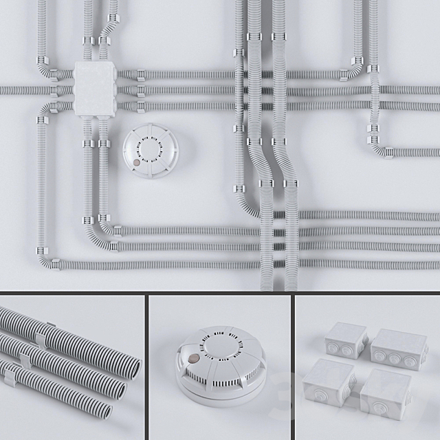 Set of wires for electrical wiring in corrugation 3DSMax File - thumbnail 1