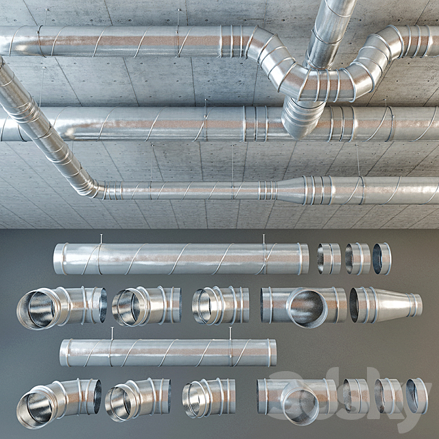 Set ventilation pipes 3DSMax File - thumbnail 1